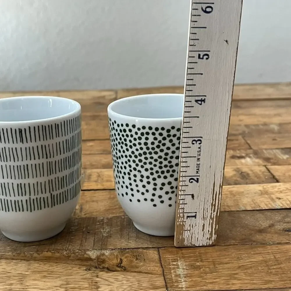 IKEA Entusiasm Set of 3 Tumblers 7 Oz Cups Unique Green & White Patterns